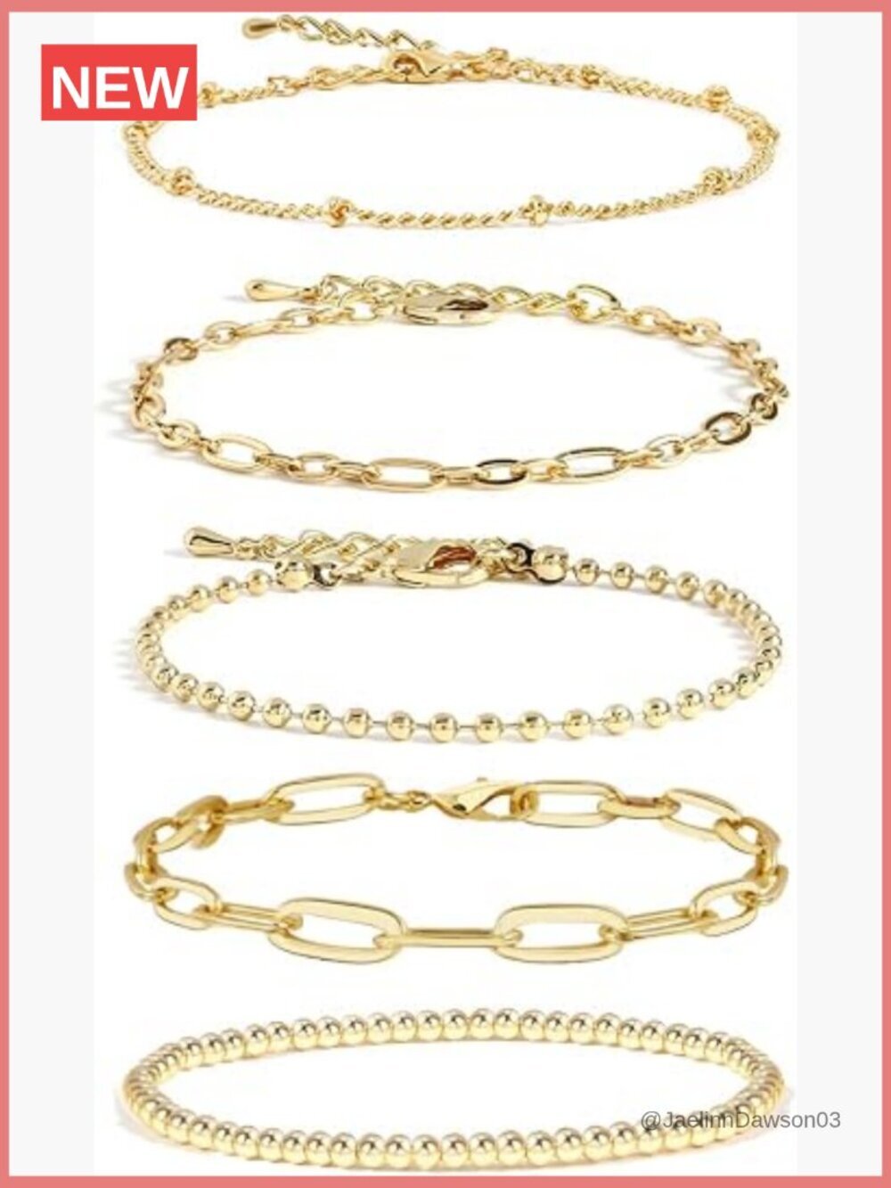Gold Chain Bracelet Set Non Tarnish Waterproof Layered Link Bracelet